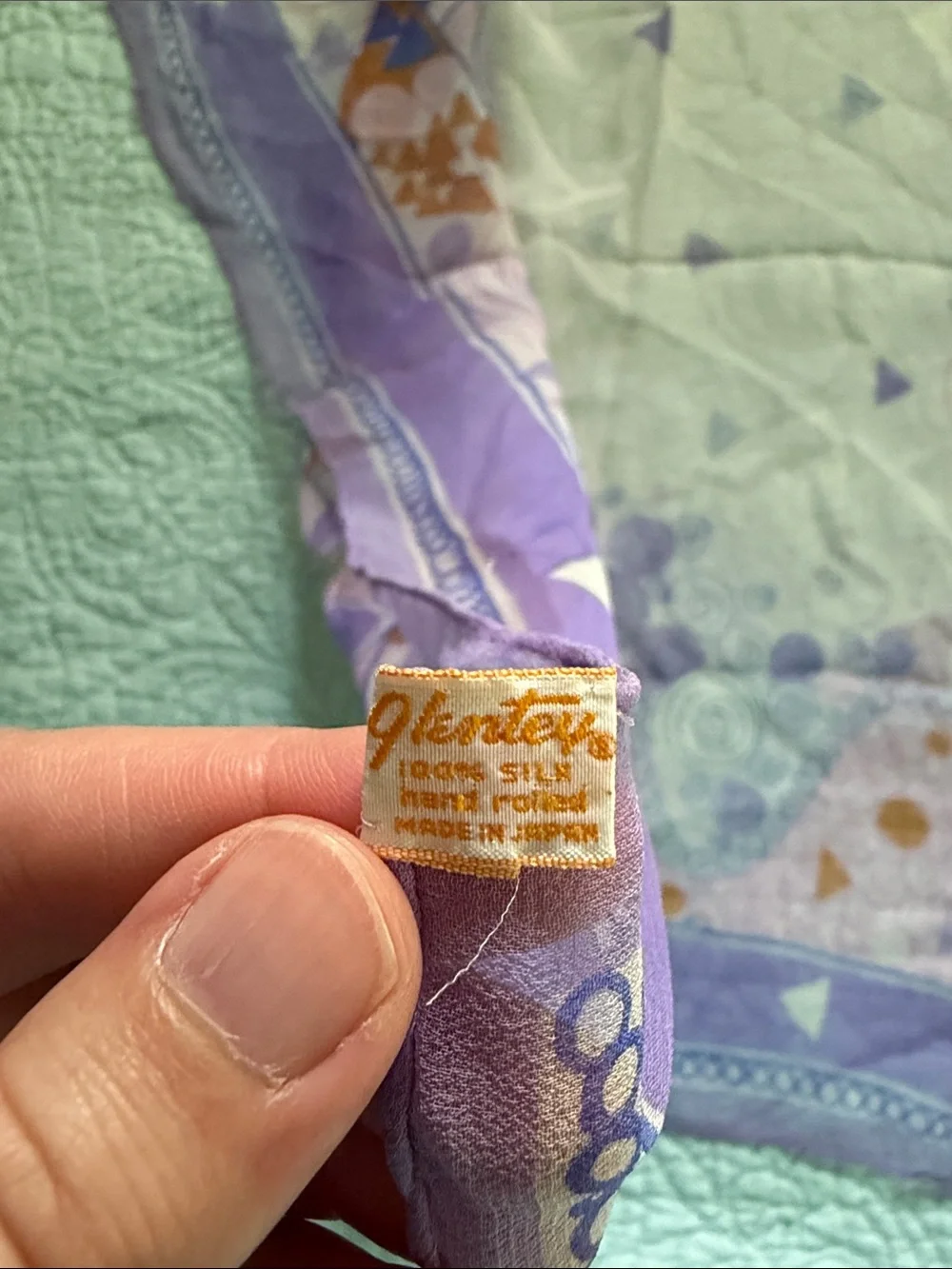 Vintage Lavender and Gold Silk Scarf by Glentey